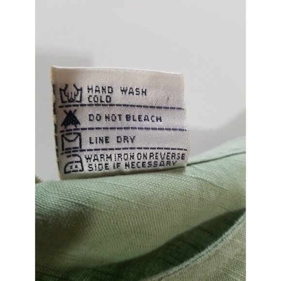 Vintage 90s Dress PS Midi Cotton Green Applique Leaves Sleeveless Jumper Pinafor - Picture 11 of 13